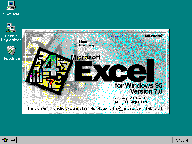 Excel 95 Splash Screen (1995)